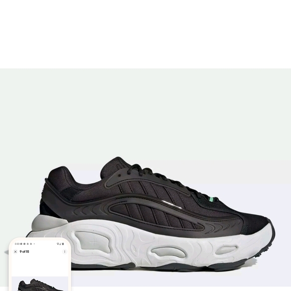 Oznova Adidas Black and Green Athletic Sneakers - Picture 7 of 14